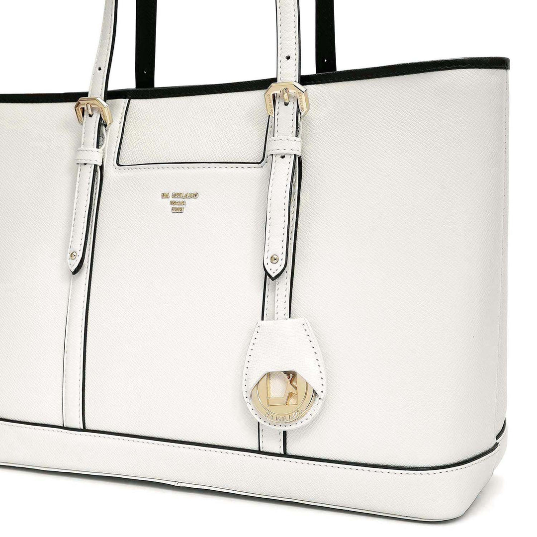 Medium Franzy Leather Tote - Marshmallow