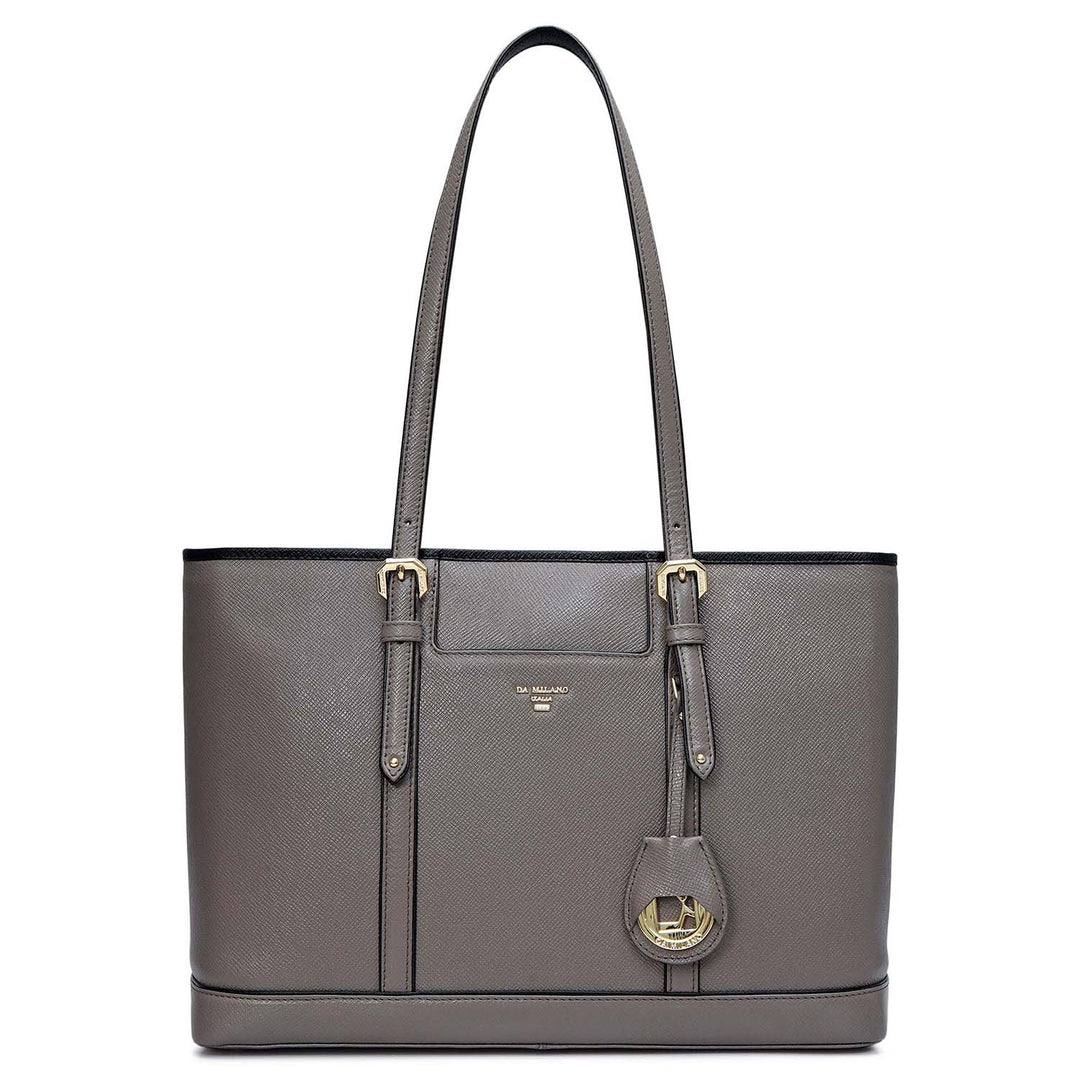 Medium Franzy Leather Tote - Smoke Grey