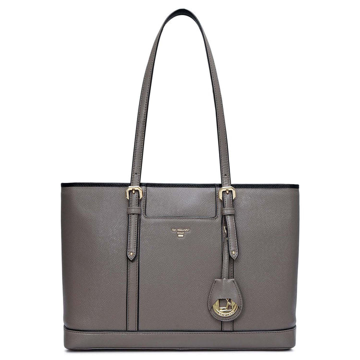 Medium Franzy Leather Tote - Smoke Grey