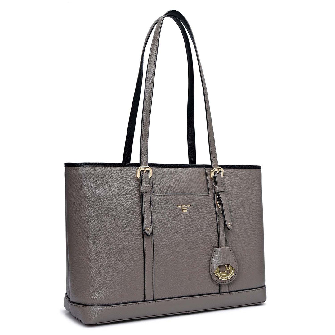 Medium Franzy Leather Tote - Smoke Grey