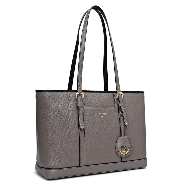 Medium Franzy Leather Tote - Smoke Grey
