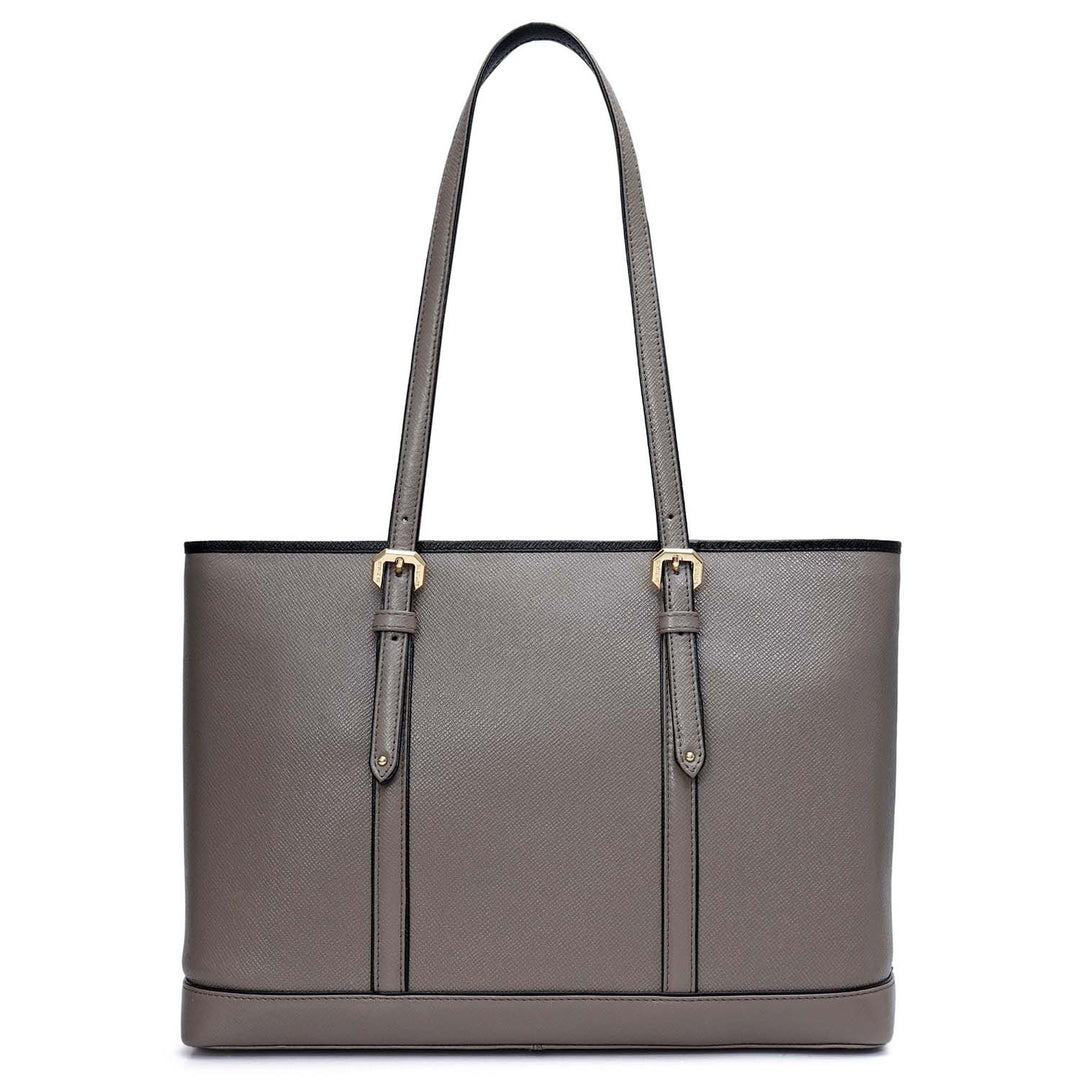 Medium Franzy Leather Tote - Smoke Grey