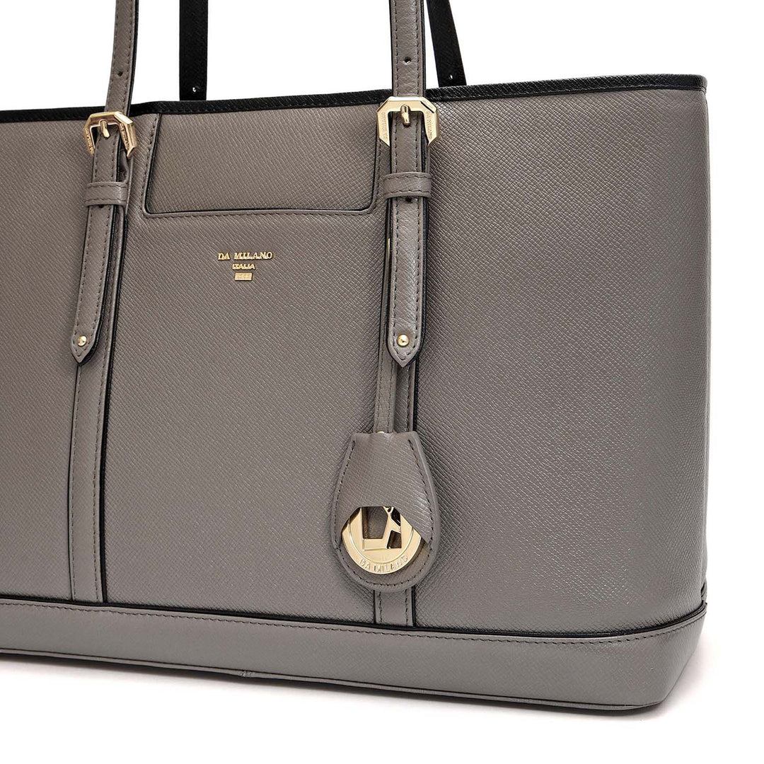 Medium Franzy Leather Tote - Smoke Grey