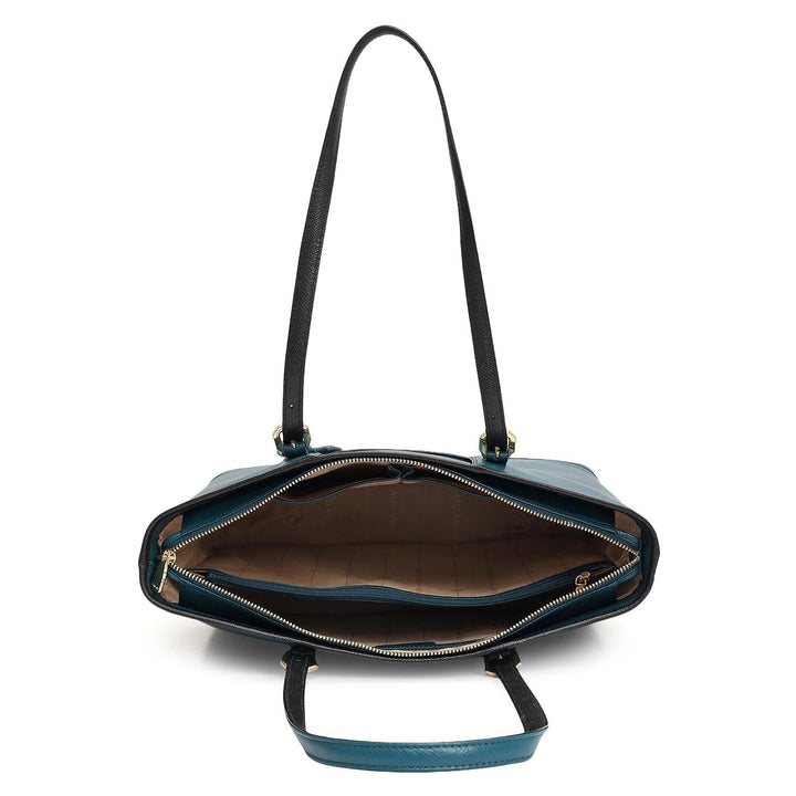 Medium Franzy Leather Tote - Teal