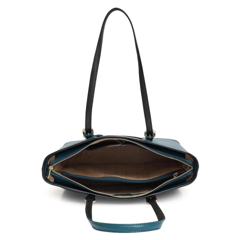 Medium Franzy Leather Tote - Teal