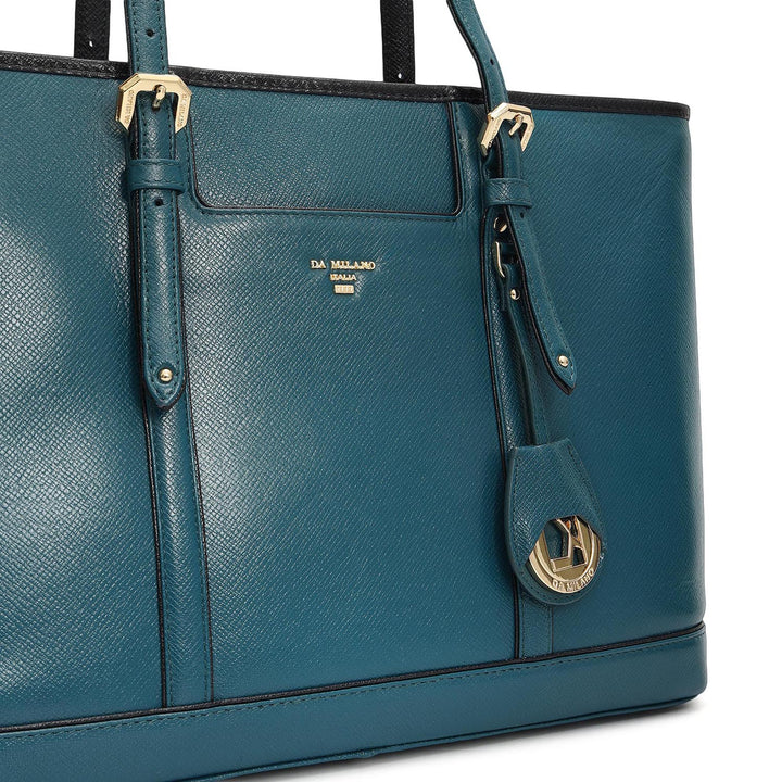 Medium Franzy Leather Tote - Teal