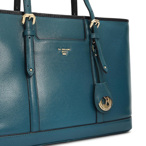 Medium Franzy Leather Tote - Teal