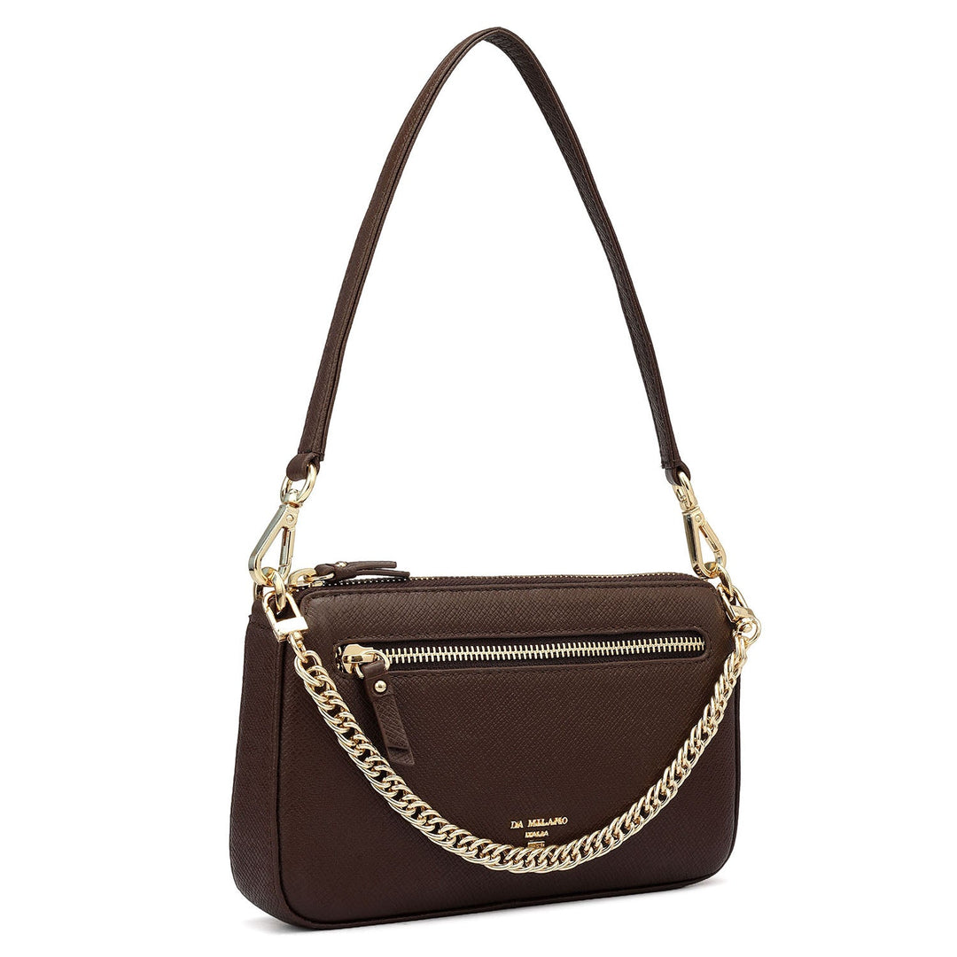 Small Franzy Leather Baguette - Brown