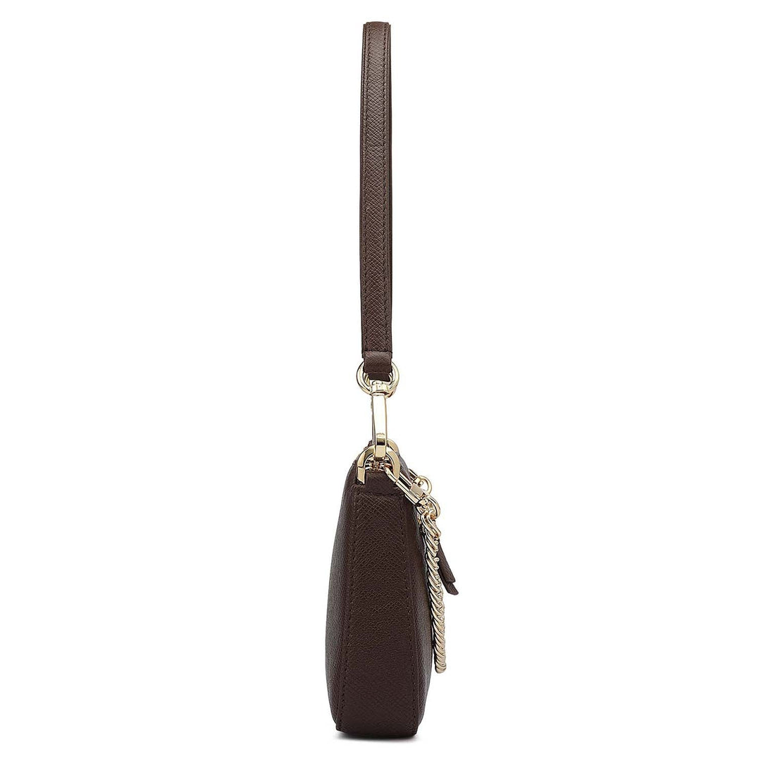 Small Franzy Leather Baguette - Brown