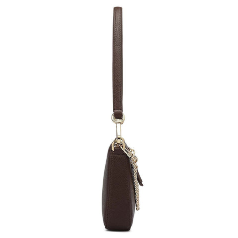 Small Franzy Leather Baguette - Brown