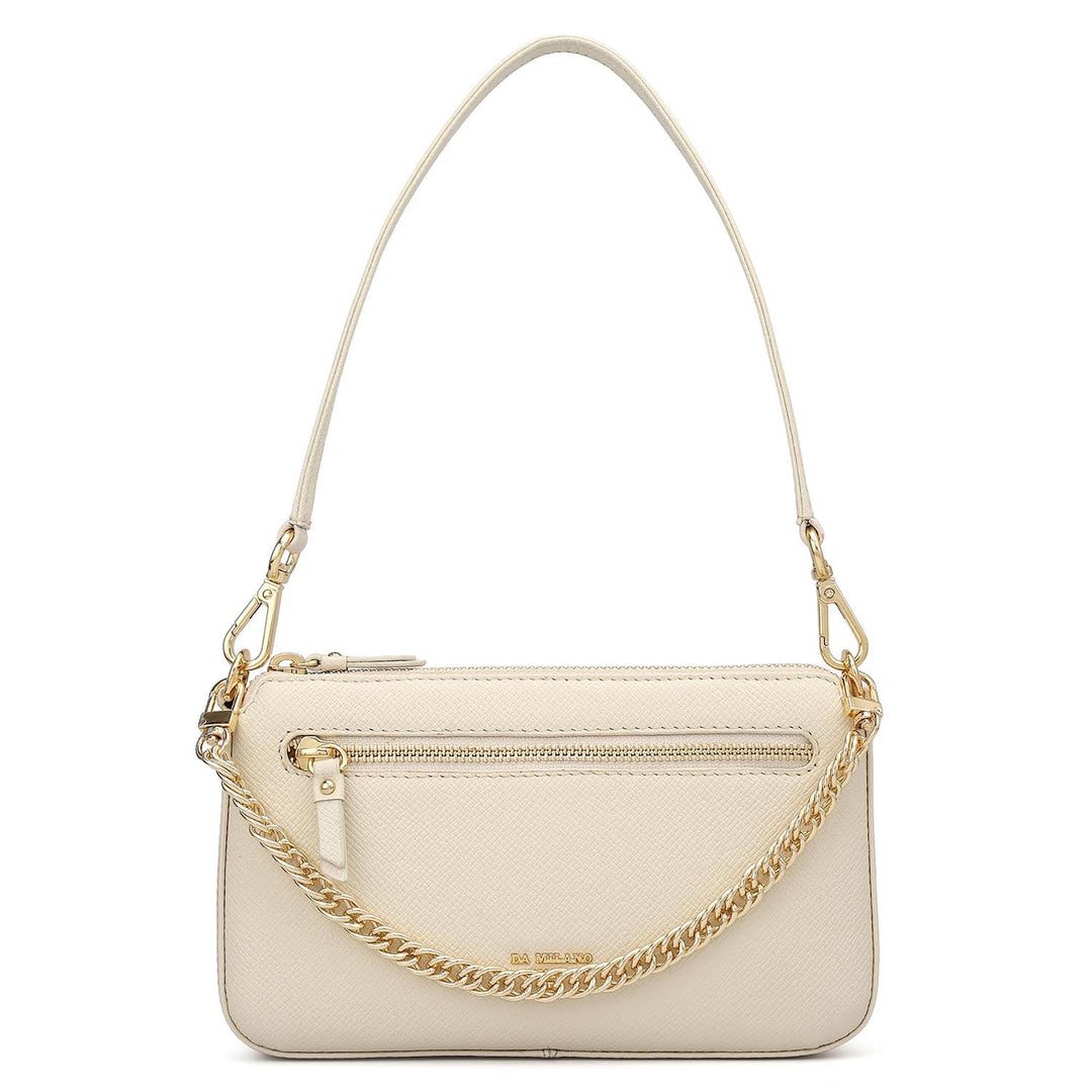 Small Franzy Leather Baguette - Marshmallow