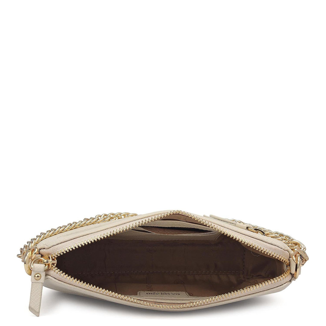 Small Franzy Leather Baguette - Marshmallow