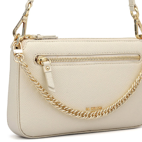 Small Franzy Leather Baguette - Marshmallow