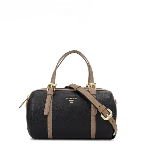 Pebble Leather Bowler Bag (S) - Black