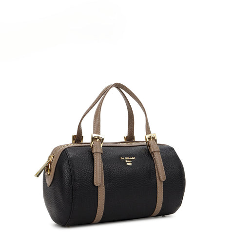Pebble Leather Bowler Bag (S) - Black