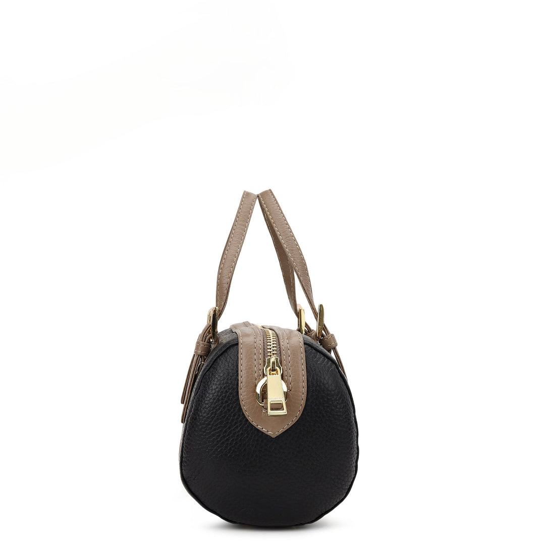 Pebble Leather Bowler Bag (S) - Black
