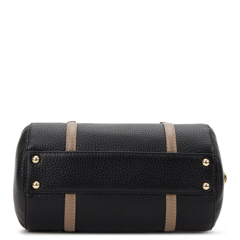 Pebble Leather Bowler Bag (S) - Black