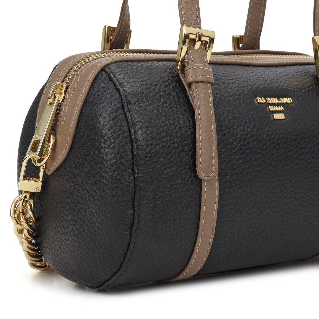 Pebble Leather Bowler Bag (S) - Black