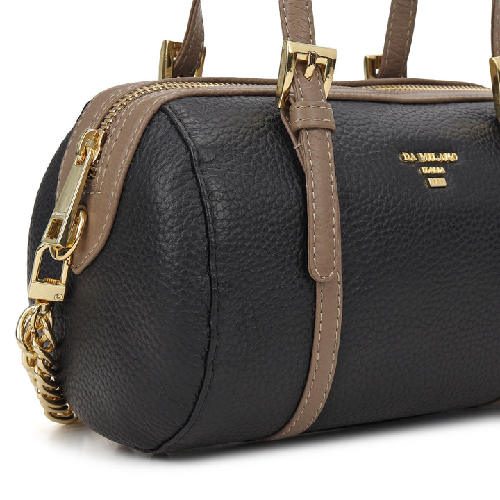 Pebble Leather Bowler Bag (S) - Black