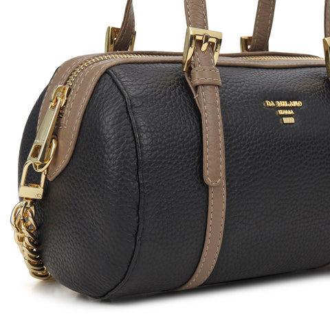 Pebble Leather Bowler Bag (S) - Black