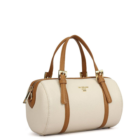 Small Wax Leather Satchel - Marshmallow