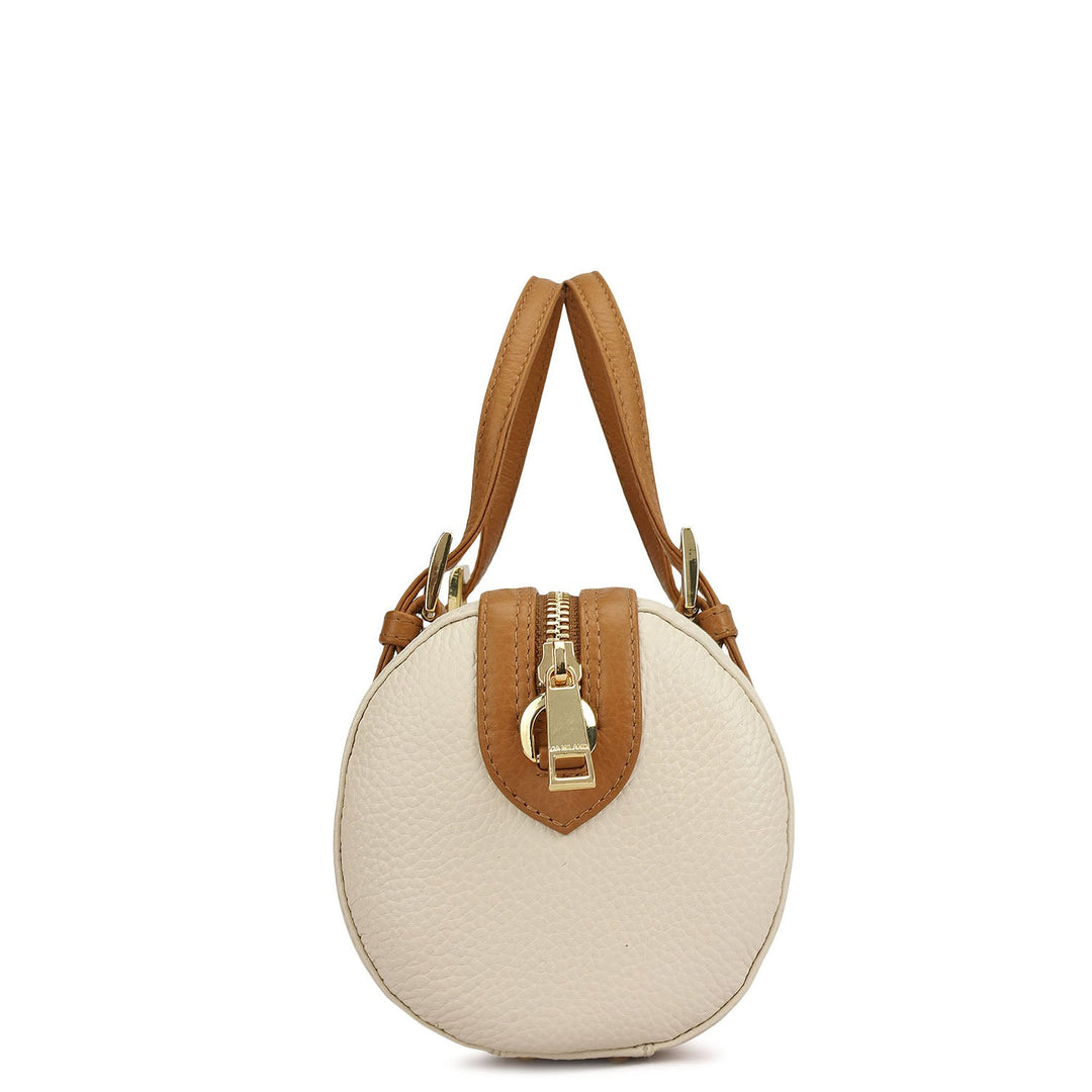 Small Wax Leather Satchel - Marshmallow