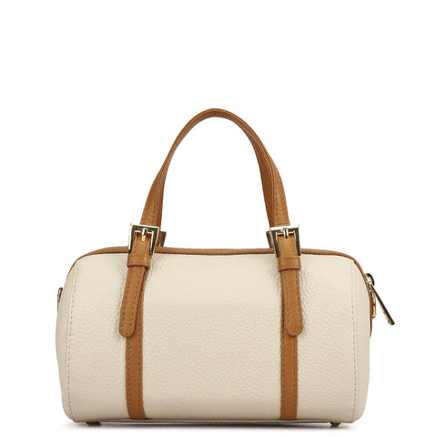 Small Wax Leather Satchel - Marshmallow