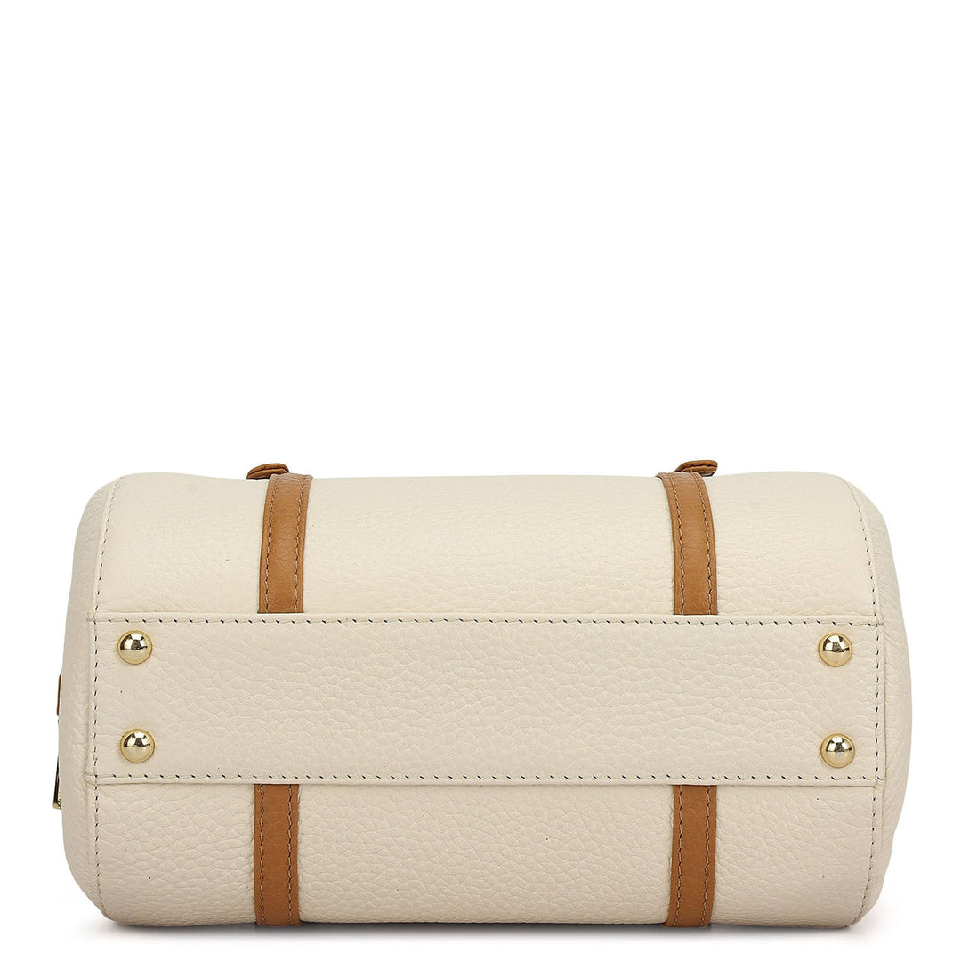 Small Wax Leather Satchel - Marshmallow