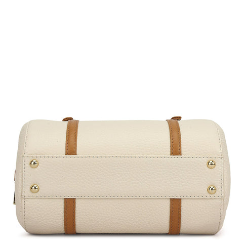 Small Wax Leather Satchel - Marshmallow