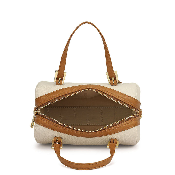 Small Wax Leather Satchel - Marshmallow