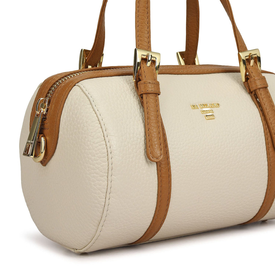 Small Wax Leather Satchel - Marshmallow