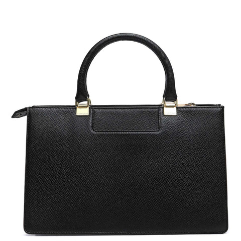 Medium Franzy Leather Satchel - Black