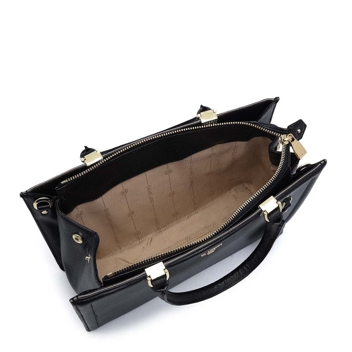 Medium Franzy Leather Satchel - Black