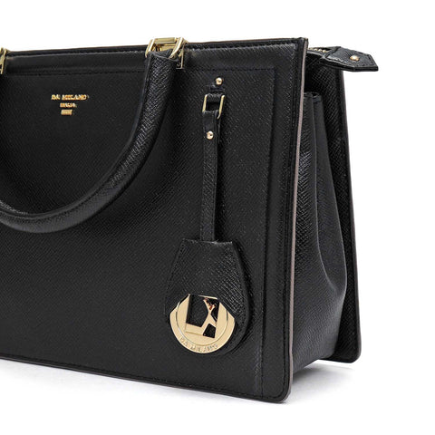 Medium Franzy Leather Satchel - Black