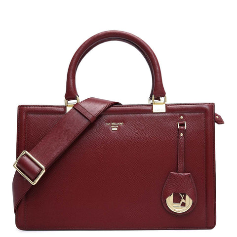 Medium Franzy Leather Satchel - Cherry