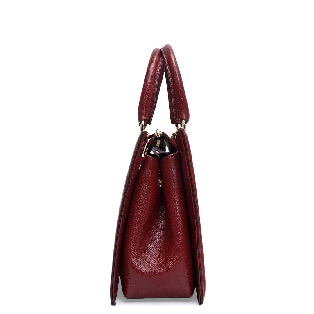 Medium Franzy Leather Satchel - Cherry