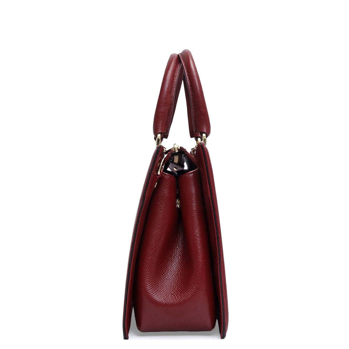 Medium Franzy Leather Satchel - Cherry
