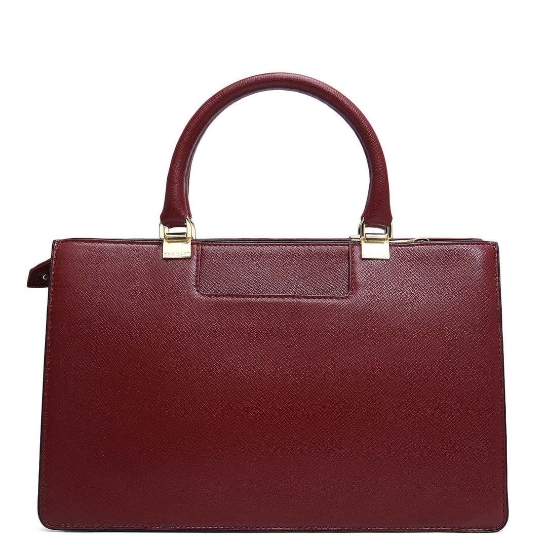 Medium Franzy Leather Satchel - Cherry