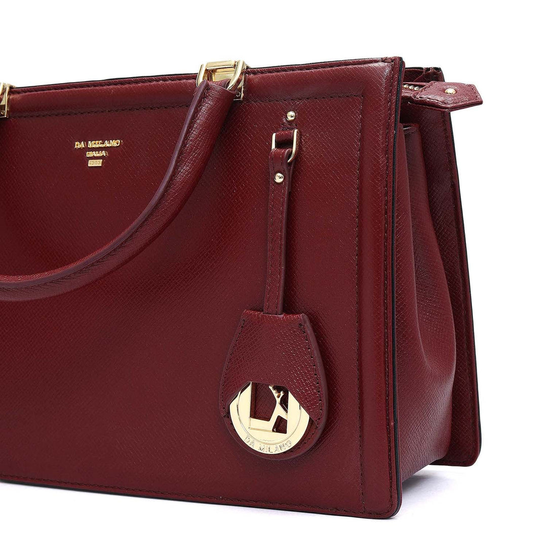 Medium Franzy Leather Satchel - Cherry