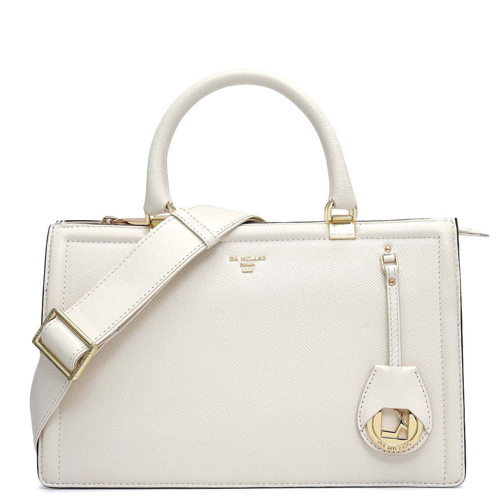 Medium Franzy Leather Satchel - Marshmallow