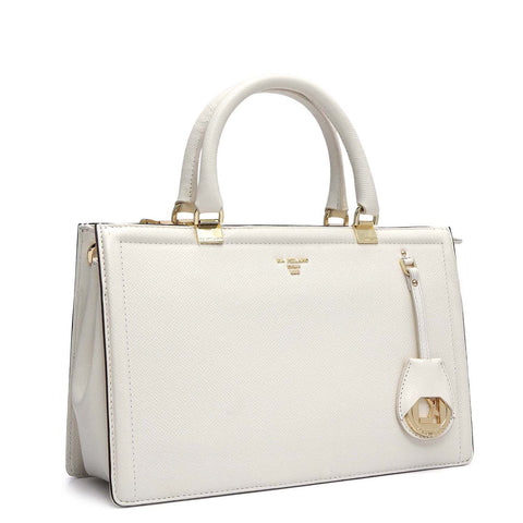 Medium Franzy Leather Satchel - Marshmallow