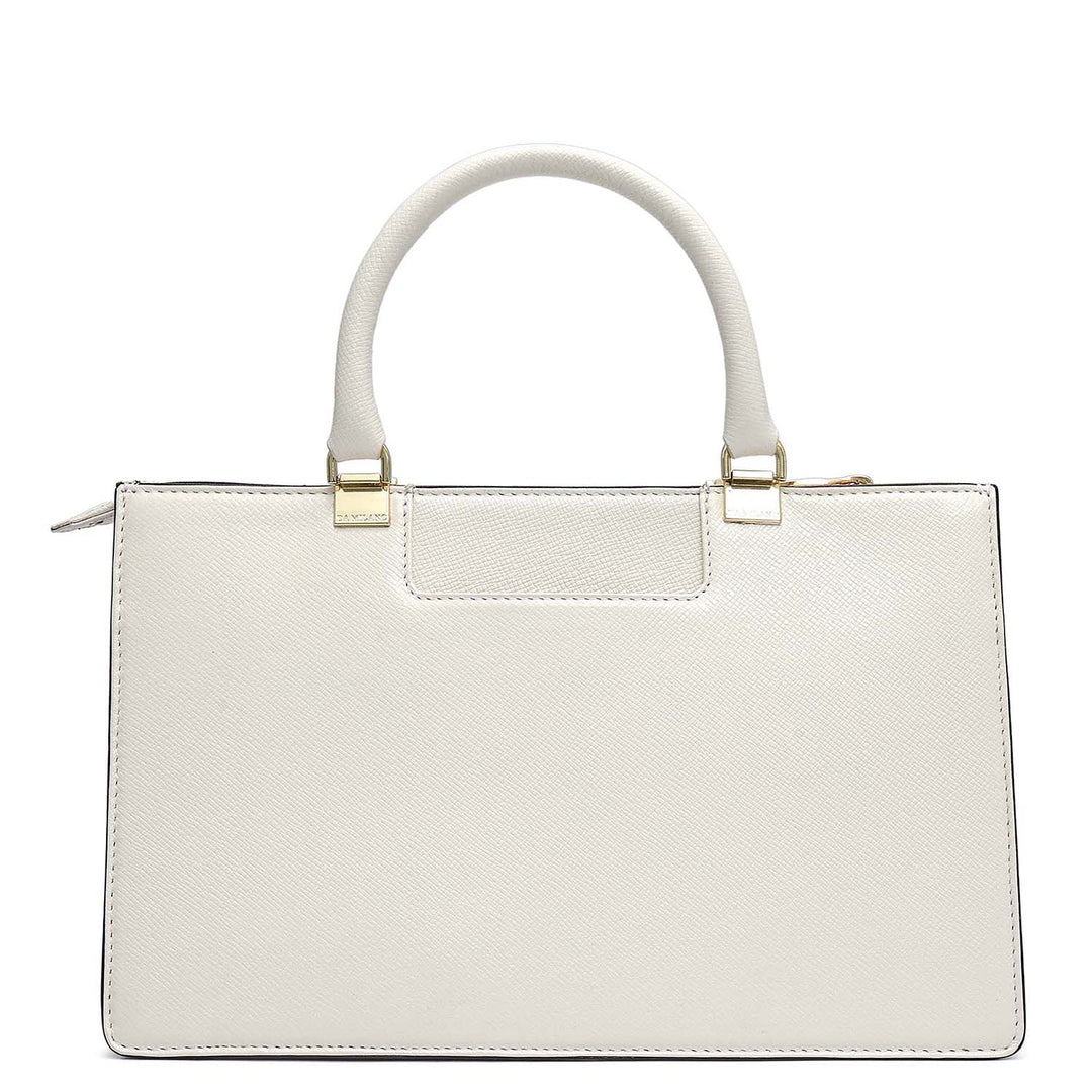 Medium Franzy Leather Satchel - Marshmallow