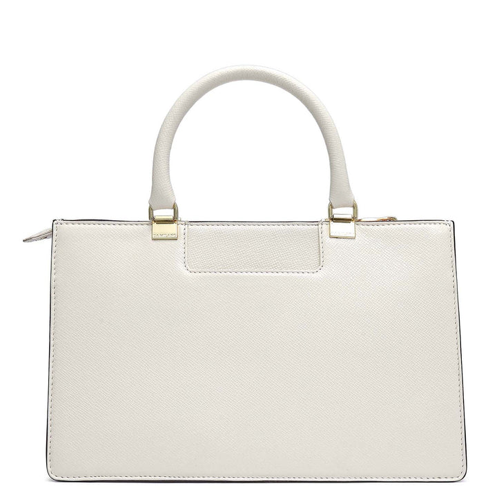 Medium Franzy Leather Satchel - Marshmallow