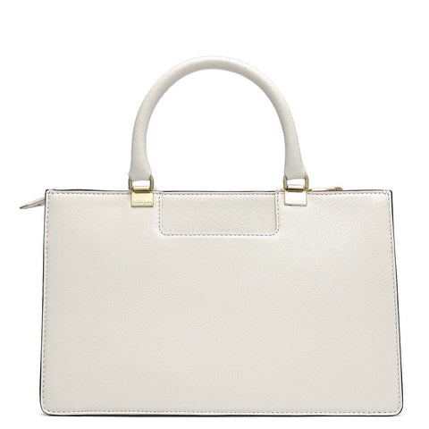 Medium Franzy Leather Satchel - Marshmallow