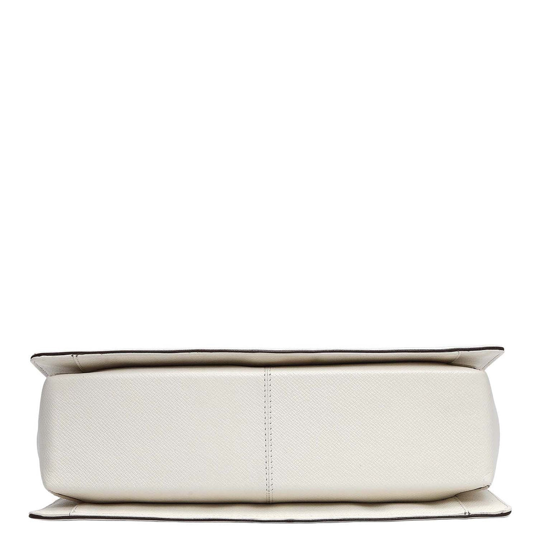 Medium Franzy Leather Satchel - Marshmallow