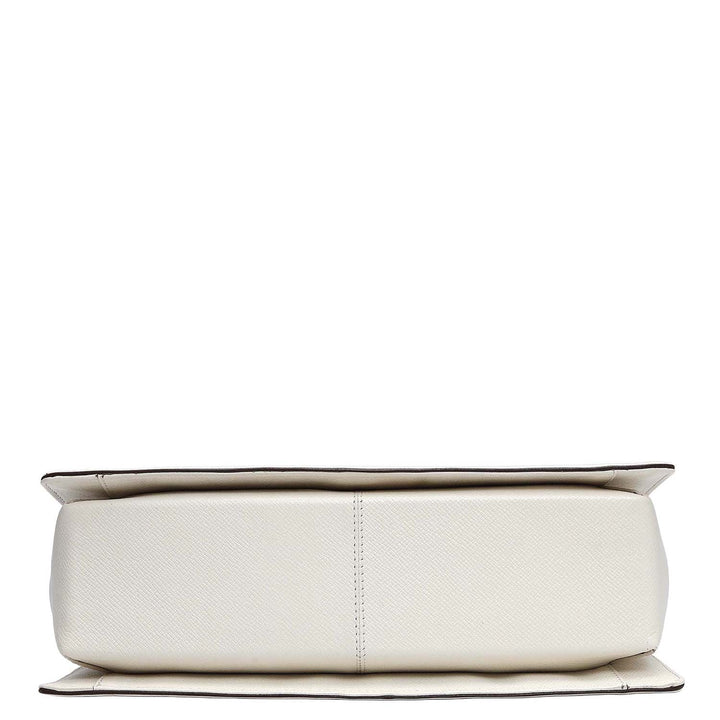 Medium Franzy Leather Satchel - Marshmallow