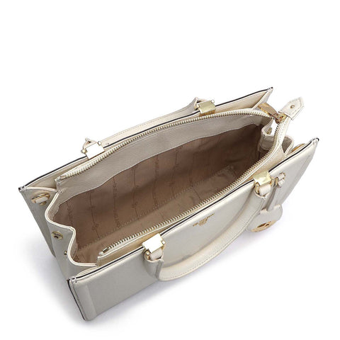 Medium Franzy Leather Satchel - Marshmallow