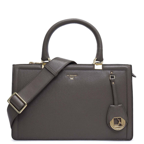 Medium Franzy Leather Satchel - Smoke Grey