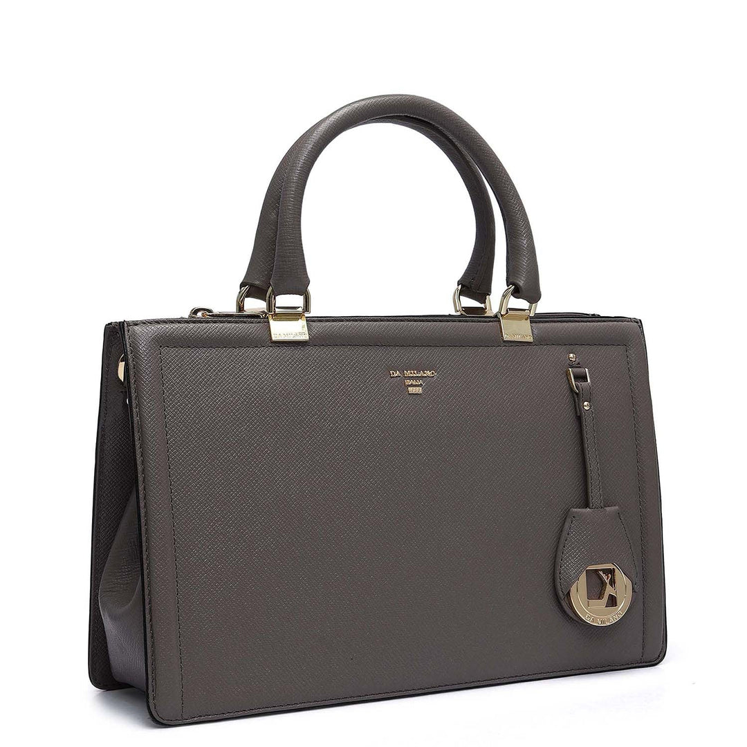 Medium Franzy Leather Satchel - Smoke Grey