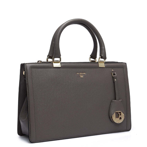 Medium Franzy Leather Satchel - Smoke Grey